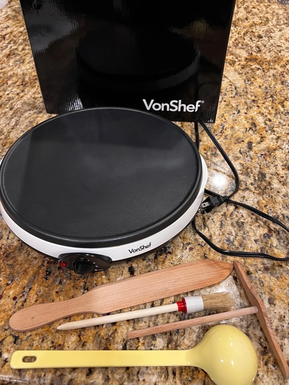 VonShef Electric Crepe Maker 12 inch White